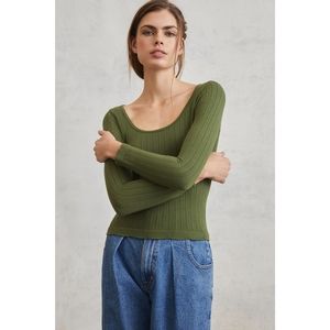 Anthropologie Seamless Pointelle Scoop Back Top